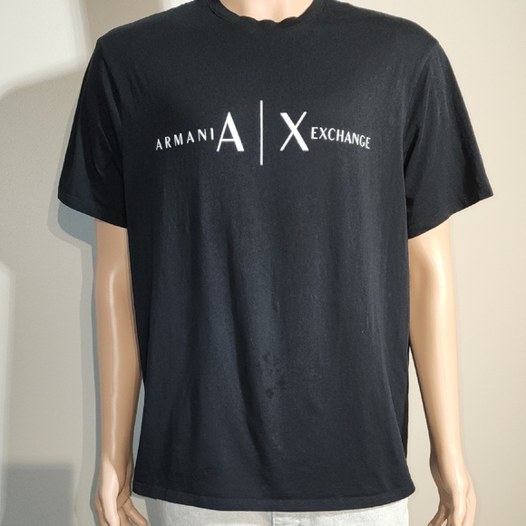 Armani Exchange Black Crew Neck Short Sleeve Tee - Picture 1 of 6